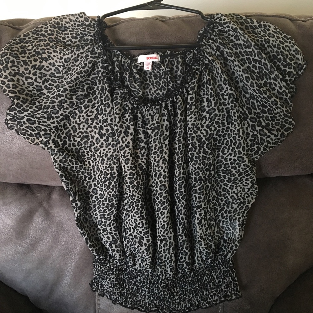 Leopard print thin see through top